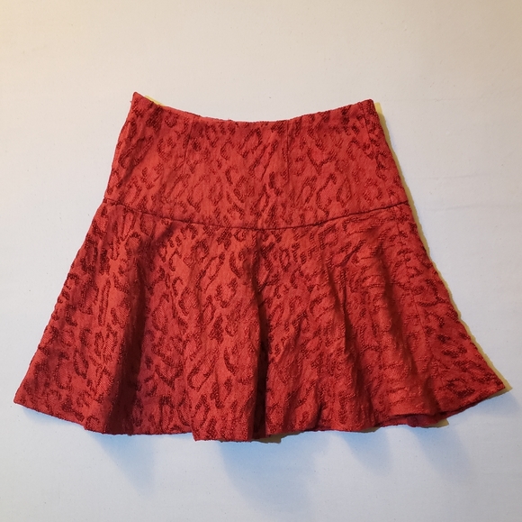 Free People Chenille Woven Cranberry Cheetah Skirt - Picture 7 of 13
